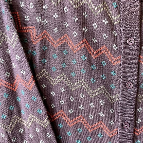 Modcloth Fair Isle Cardigan Purple S - Picture 3 of 7
